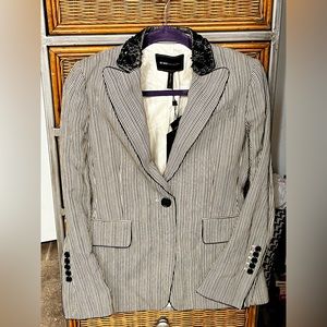 Moira Rose bcbg pinstriped embellished blazer